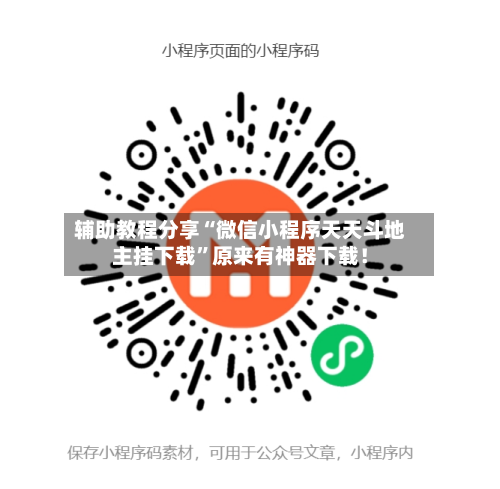 辅助教程分享“微信小程序天天斗地主挂下载”原来有神器下载！-第3张图片