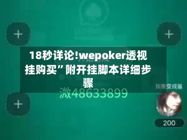 18秒详论!wepoker透视挂购买	”附开挂脚本详细步骤-第1张图片