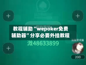 教程辅助“wepoker免费辅助器	”分享必要外挂教程-第1张图片