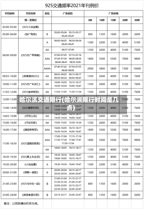 哈尔滨交通限行(哈尔滨限行时间是几点)-第1张图片