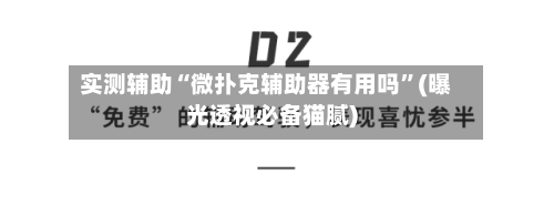 实测辅助“微扑克辅助器有用吗	”(曝光透视必备猫腻)-第3张图片