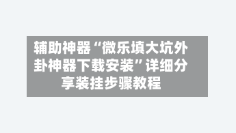 辅助神器“微乐填大坑外卦神器下载安装”详细分享装挂步骤教程-第2张图片