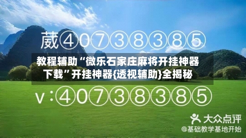 教程辅助“微乐石家庄麻将开挂神器下载”开挂神器{透视辅助}全揭秘-第3张图片