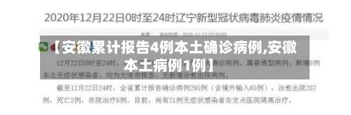 【安徽累计报告4例本土确诊病例,安徽本土病例1例】-第2张图片