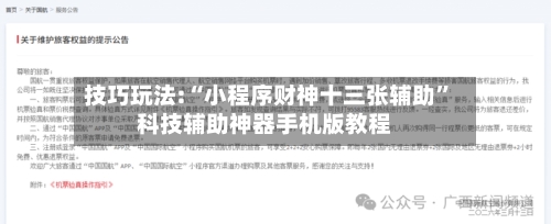 技巧玩法:“小程序财神十三张辅助	”科技辅助神器手机版教程-第2张图片