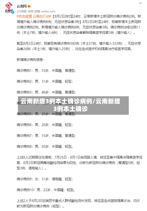 云南新增3例本土确诊病例/云南新增3例本土确诊-第1张图片