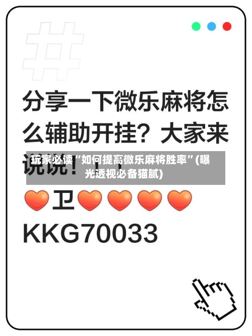 玩家必读“如何提高微乐麻将胜率	”(曝光透视必备猫腻)-第2张图片