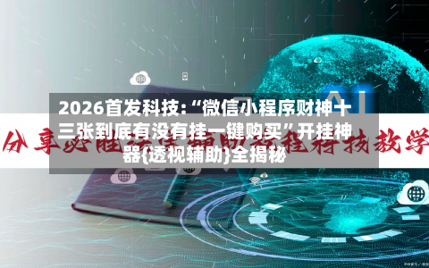2026首发科技:“微信小程序财神十三张到底有没有挂一键购买”开挂神器{透视辅助}全揭秘-第3张图片