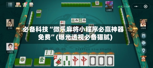 必备科技“微乐麻将小程序必赢神器免费”(曝光透视必备猫腻)-第2张图片