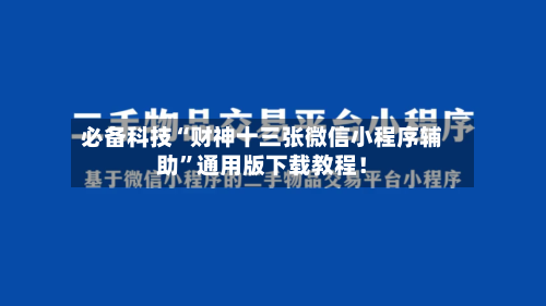 必备科技“财神十三张微信小程序辅助”通用版下载教程！-第1张图片