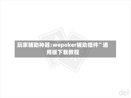 玩家辅助神器:wepoker辅助插件”通用版下载教程-第1张图片