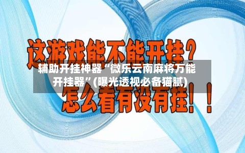 辅助开挂神器“微乐云南麻将万能开挂器”(曝光透视必备猫腻)-第1张图片