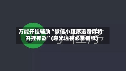 万能开挂辅助“微信小程序迅奇麻将开挂神器	”(曝光透视必备猫腻)-第2张图片