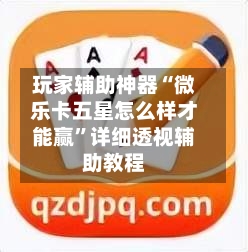 玩家辅助神器“微乐卡五星怎么样才能赢”详细透视辅助教程-第1张图片