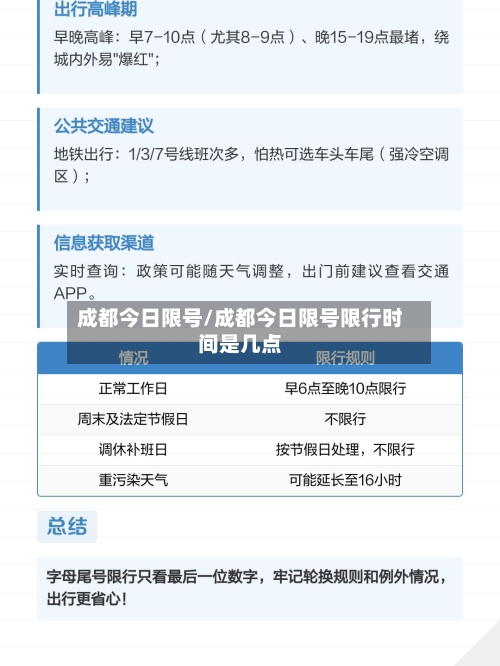 成都今日限号/成都今日限号限行时间是几点-第2张图片