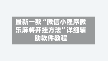最新一款“微信小程序微乐麻将开挂方法”详细辅助软件教程-第2张图片