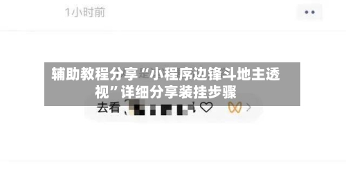 辅助教程分享“小程序边锋斗地主透视”详细分享装挂步骤-第1张图片