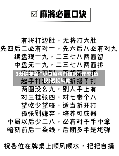 3分钟学会“小甘麻将有挂吗	”作弊(透视)透视辅助-第3张图片