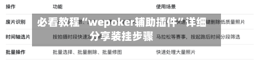 必看教程“wepoker辅助插件”详细分享装挂步骤-第1张图片