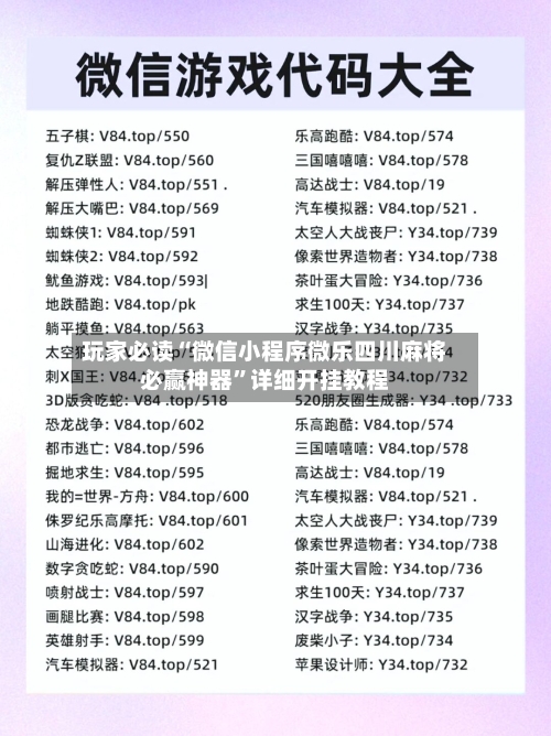 玩家必读“微信小程序微乐四川麻将必赢神器”详细开挂教程-第1张图片