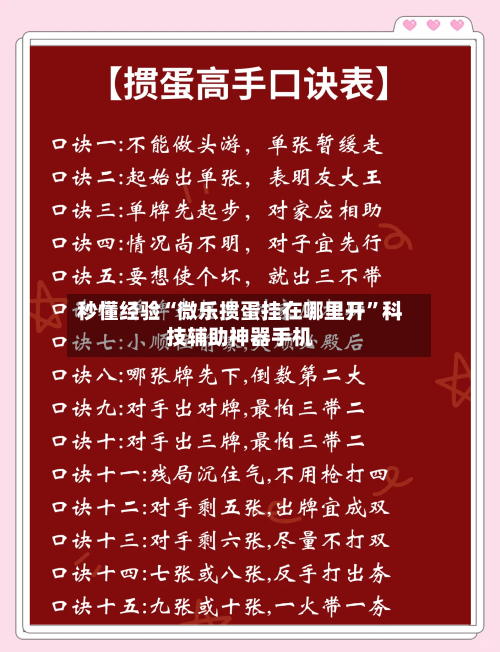 秒懂经验“微乐掼蛋挂在哪里开	”科技辅助神器手机-第1张图片