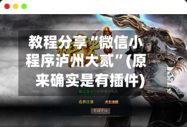 教程分享“微信小程序泸州大贰”(原来确实是有插件)-第1张图片