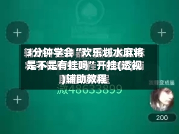 3分钟学会“欢乐划水麻将是不是有挂吗”开挂(透视)辅助教程-第2张图片