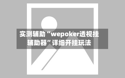 实测辅助“wepoker透视挂辅助器”详细开挂玩法-第3张图片
