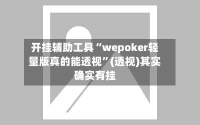 开挂辅助工具“wepoker轻量版真的能透视	”(透视)其实确实有挂-第2张图片