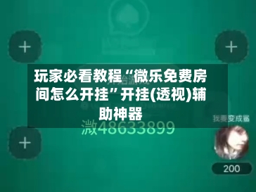 玩家必看教程“微乐免费房间怎么开挂	”开挂(透视)辅助神器-第1张图片