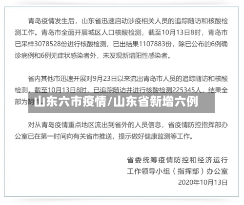 山东六市疫情/山东省新增六例-第1张图片