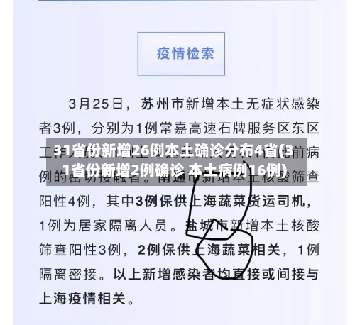 31省份新增26例本土确诊分布4省(31省份新增2例确诊 本土病例16例)-第1张图片