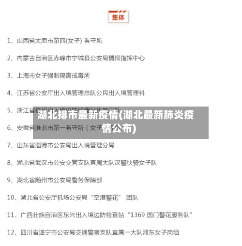 湖北排市最新疫情(湖北最新肺炎疫情公布)-第1张图片