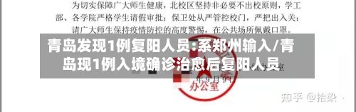 青岛发现1例复阳人员:系郑州输入/青岛现1例入境确诊治愈后复阳人员-第1张图片