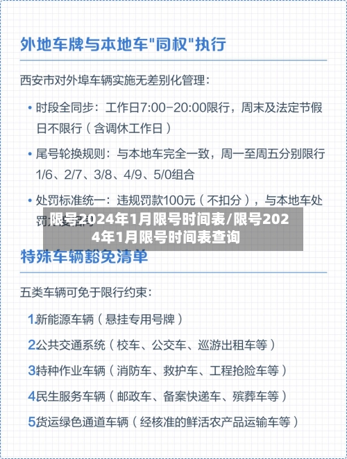 限号2024年1月限号时间表/限号2024年1月限号时间表查询-第1张图片