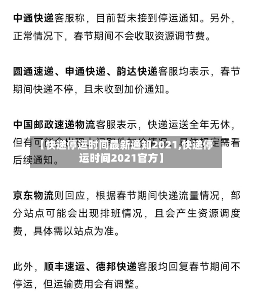 【快递停运时间最新通知2021,快递停运时间2021官方】-第1张图片